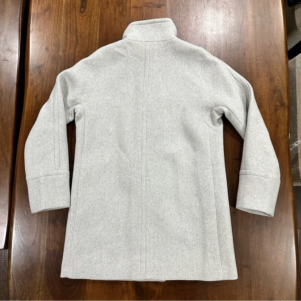 J Crew Mercantile City Pea Coat Wool Blend Full Zip Mid Length Preppy Cozy Sz 10